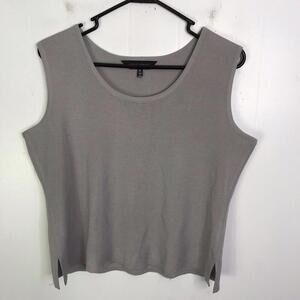 Ming Wang Top Womens Large Petite Basic Staple Capsule Acrylic Stretch Gray